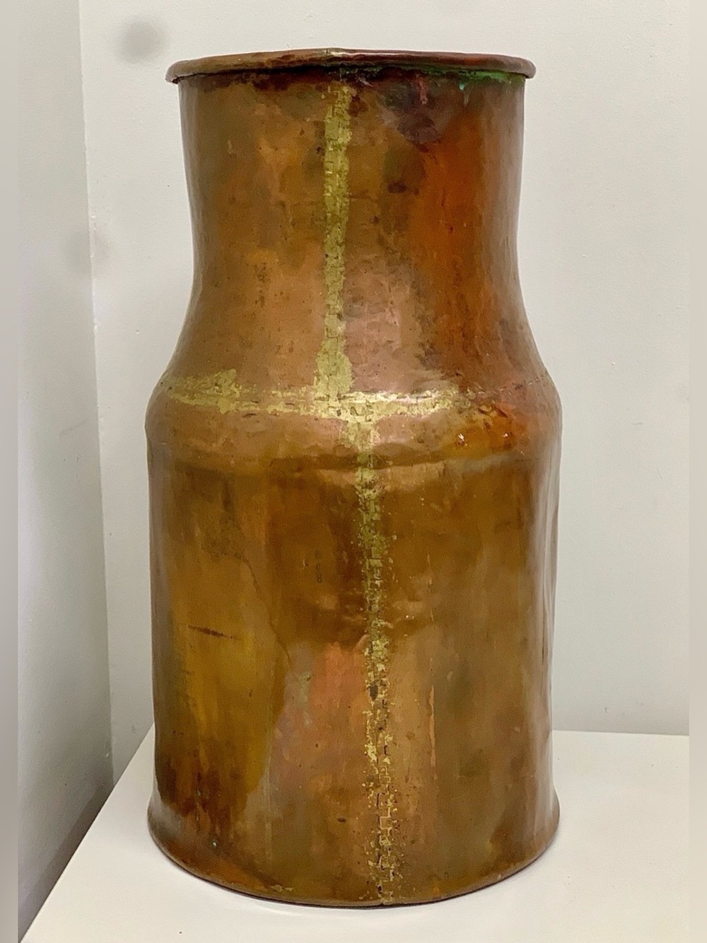 18th Century Antique Hammered Copper Brass Water Pitcher Vase Urn Jug - Picture 2 of 16